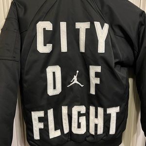 Nike Air Jordan City Of Flight Reversible Bomber Jacket S Boys Youth Black Map